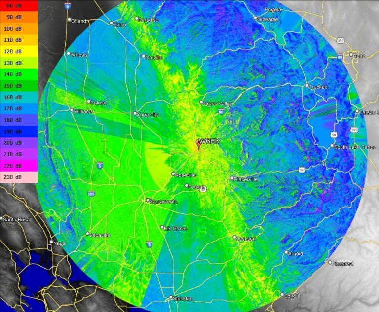 2M Repeater Coverage Map | Sierra Foothills ARC (W6EK)
