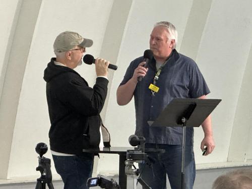 Doug (W2VX) and Brian (AI6US) at the 01/13/2023 meeting, sharing all the recent improvements in the W6EK vault.